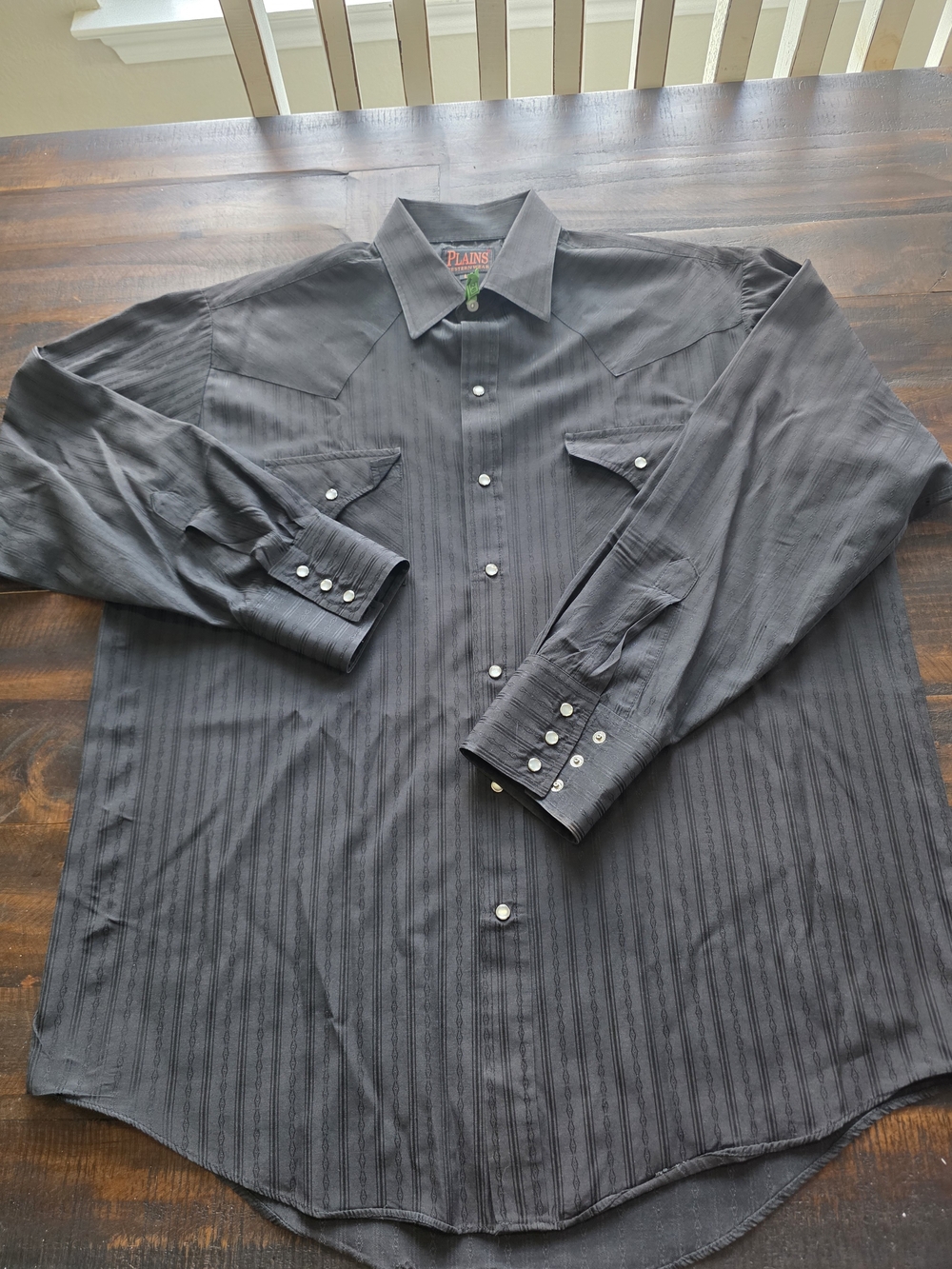 90s Vintage Plains Western Wear Black Pearl Snap Western Shirt Men’s L